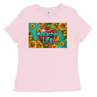 Bubblegum Pink teacher life skinny metal can holder Ladies Tee - HRA Design Shop