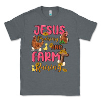 Charcoal Heather jesus praising and farm raising Classic Tee - MaliasSmallBusiness