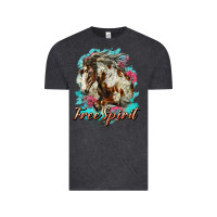 Vintage Black free spirit mustang horse Vintage Tee - LillyAllenDesigns