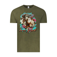 Vintage Olive free spirit mustang horse Vintage Tee - LillyAllenDesigns