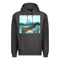 Charcoal Heather the lake is my happy place Premium Hoodie - TumblerDesignByShophia