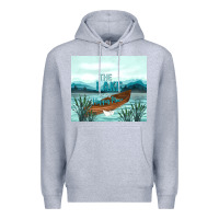 Heather Grey the lake is my happy place Premium Hoodie - TumblerDesignByShophia