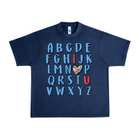 Navy alphabet autism awareness Urban Heavy Tee - MaliasSmallBusiness