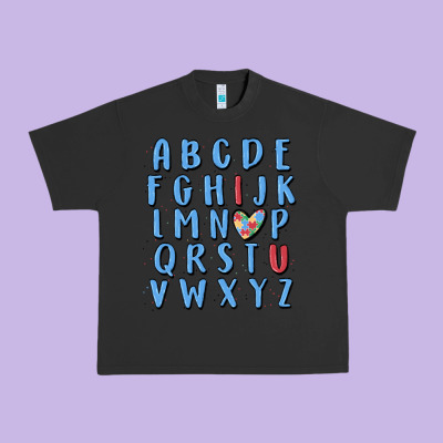 Alphabet Autism Awareness Urban Heavy Tee Designed By Maliassmallbusiness