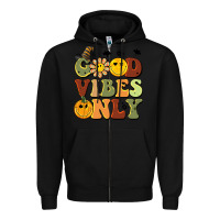 Black halloween good vibes only Zipper Hoodie - BarkalooDesign