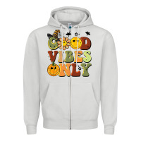 Dove Grey halloween good vibes only Zipper Hoodie - BarkalooDesign