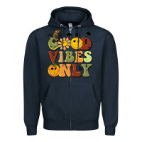 Navy halloween good vibes only Zipper Hoodie - BarkalooDesign