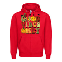 Red halloween good vibes only Zipper Hoodie - BarkalooDesign