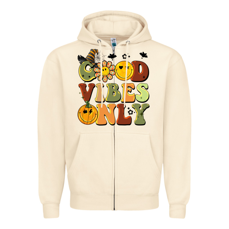 Halloween Good Vibes Only Zipper Hoodie by BarkalooDesign | Teevron