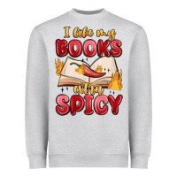 Heather Grey i like my books extra spicy Heavyweight Sweatshirt - MaliasSmallBusiness
