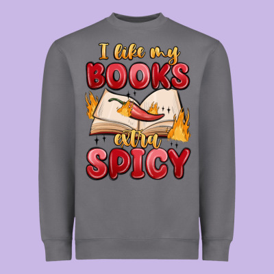 I Like My Books Extra Spicy Heavyweight Sweatshirt Designed By Maliassmallbusiness