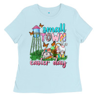 Baby Blue Small Town Easter Day Ladies Tee - Neo Western