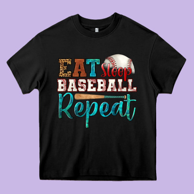 Eat Sleep Baseball Repeat Heavy Core Tee Designed By Hra Design Shop