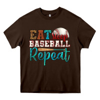 Chocolate Brown eat sleep baseball repeat Heavy Core Tee - HRA Design Shop