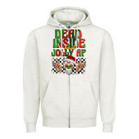 Oatmeal Heather dead inside but jolly af Zipper Hoodie - BarkalooDesign