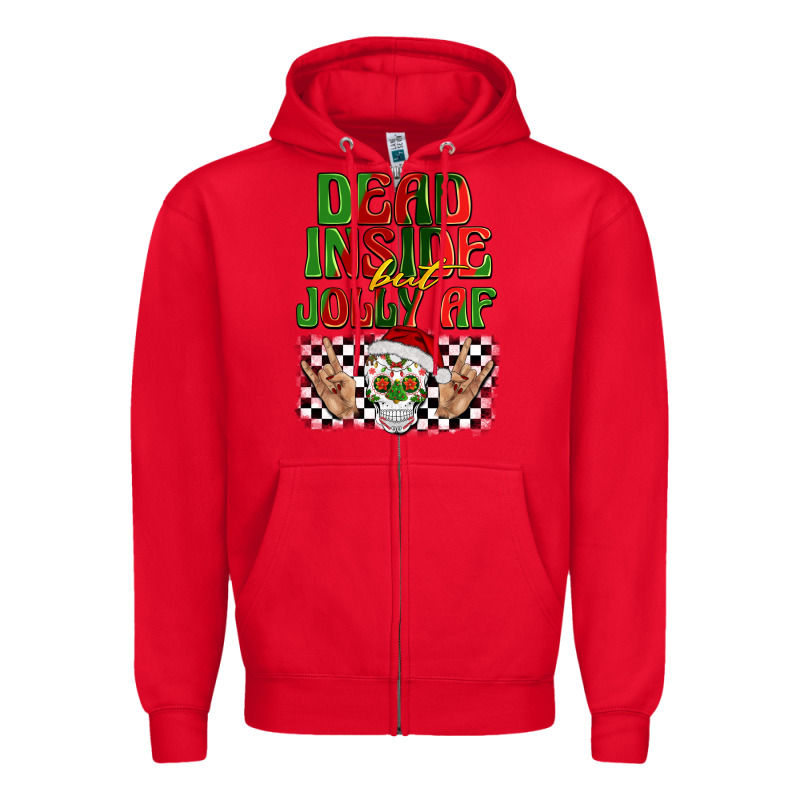 Dead Inside But Jolly Af Zipper Hoodie by BarkalooDesign | Teevron