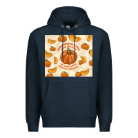 Navy pumpkin spice fall leaves Premium Hoodie - TumblerDesignByShophia