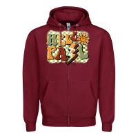Burgundy groovy hello fall Zipper Hoodie - BarkalooDesign