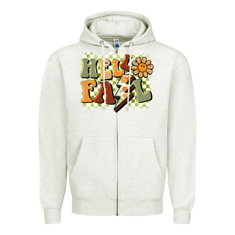 Groovy Hello Fall Zipper Hoodie by BarkalooDesign | Teevron