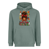 Santas Favorite Principal Afro Messy Bun Heavyweight Hoodie | Teevron