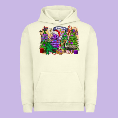 Christmas Louisiana Mardi Gras Trees Urban Hoodie Designed By Fadigitalartstudio