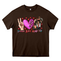 Chocolate Brown peace love makeup Heavy Core Tee - RacoonDesign
