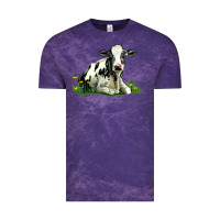 Cloud Purple holstein cow sitting Vintage Tee - LillyAllenDesigns