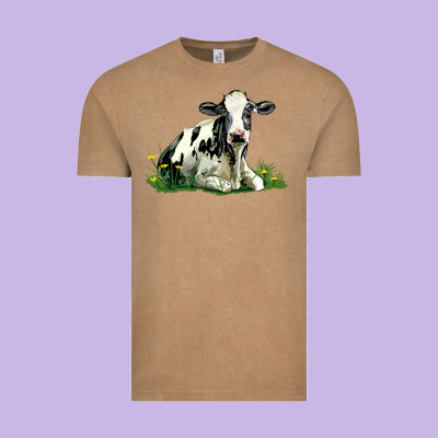 Holstein Cow Sitting Vintage Tee Designed By Lillyallendesigns