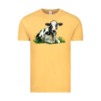Vintage Mustard holstein cow sitting Vintage Tee - LillyAllenDesigns