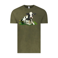Vintage Olive holstein cow sitting Vintage Tee - LillyAllenDesigns