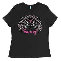 Black racing checkered rainbow Ladies Tee - JahusDesignShop