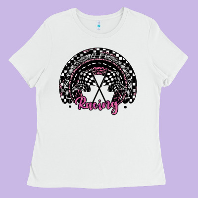 Racing Checkered Rainbow Ladies Tee Designed By Jahusdesignshop