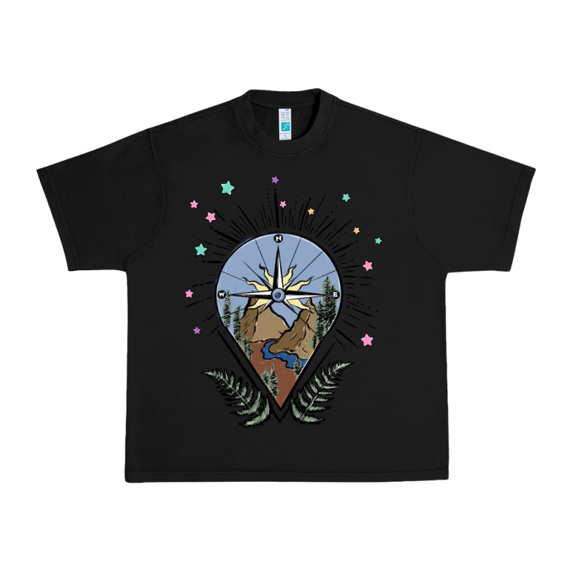 Compass With Mountain Urban Heavy Tee by MaliasSmallBusiness | Teevron