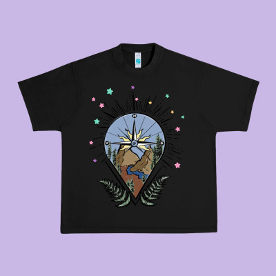 Compass With Mountain Urban Heavy Tee Designed By Maliassmallbusiness