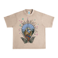 French Oak compass with mountain Urban Heavy Tee - MaliasSmallBusiness