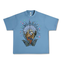 Pebble Blue compass with mountain Urban Heavy Tee - MaliasSmallBusiness