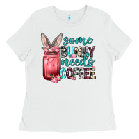 White Some Bunny needs coffee Ladies Tee - Neo Western