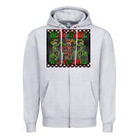 Heather Grey dead inside but it's Christmas dancing skeletons Zipper Hoodie - BarkalooDesign