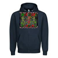 Navy dead inside but it's Christmas dancing skeletons Zipper Hoodie - BarkalooDesign
