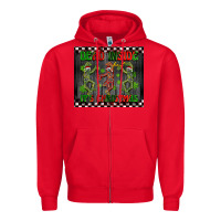 Red dead inside but it's Christmas dancing skeletons Zipper Hoodie - BarkalooDesign