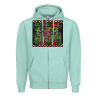 Seafoam dead inside but it's Christmas dancing skeletons Zipper Hoodie - BarkalooDesign