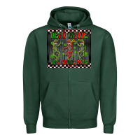 Sports Green dead inside but it's Christmas dancing skeletons Zipper Hoodie - BarkalooDesign