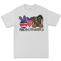 Dove Grey peace love america Premium Tee - CowhideDigitalArt