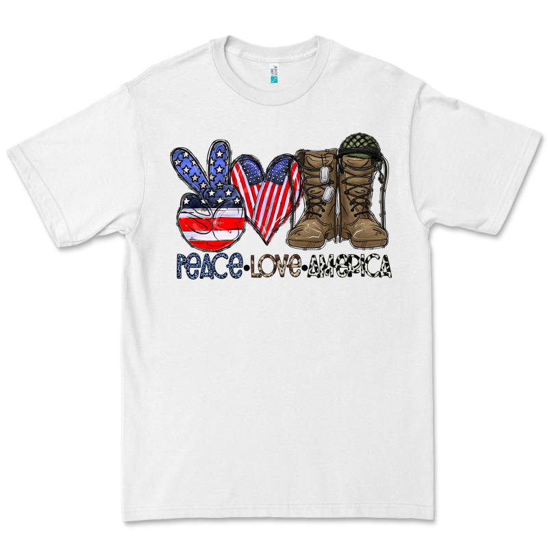 Peace Love America Premium Tee by CowhideDigitalArt | Teevron