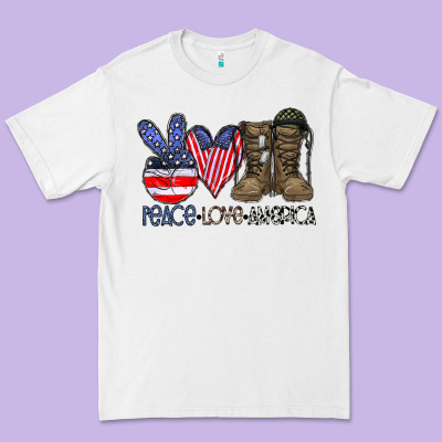 Peace Love America Premium Tee Designed By Cowhidedigitalart