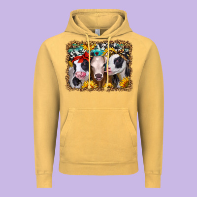 Western Sunflower Heifers Vintage Hoodie Designed By Jasminsmagicworld