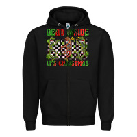 Black dead inside but it's christmas dancing skeletons Zipper Hoodie - BarkalooDesign