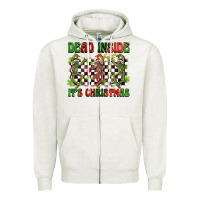 Oatmeal Heather dead inside but it's christmas dancing skeletons Zipper Hoodie - BarkalooDesign