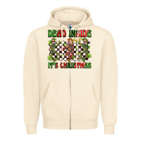 Sandshell dead inside but it's christmas dancing skeletons Zipper Hoodie - BarkalooDesign