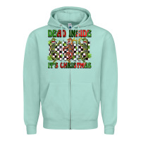 Seafoam dead inside but it's christmas dancing skeletons Zipper Hoodie - BarkalooDesign
